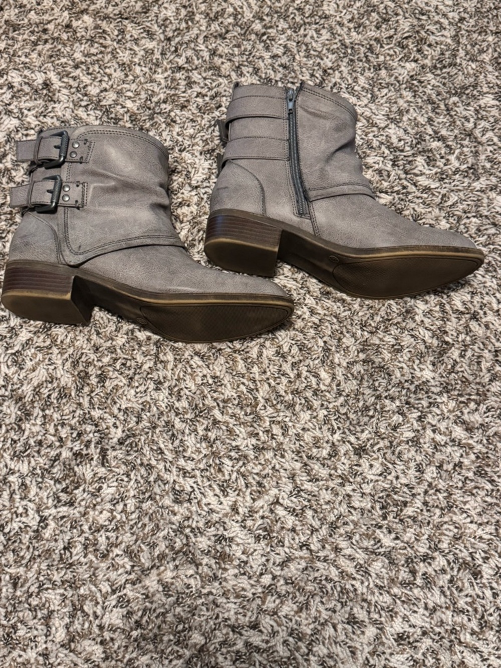Wallflower Gray Buckle Side-Zip Ankle Boots